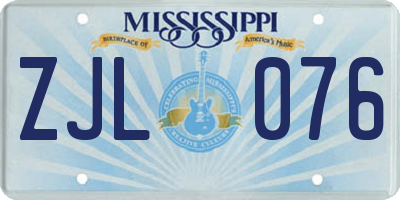 MS license plate ZJL076
