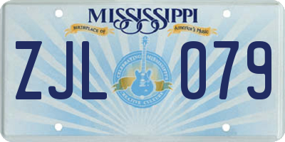 MS license plate ZJL079