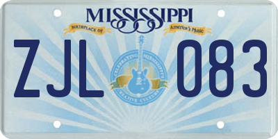 MS license plate ZJL083