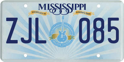 MS license plate ZJL085