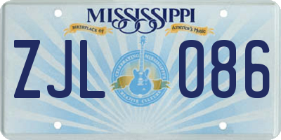 MS license plate ZJL086