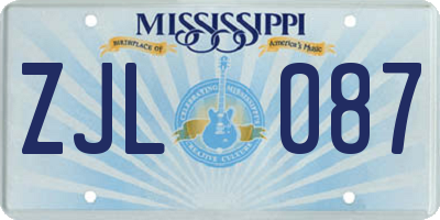 MS license plate ZJL087