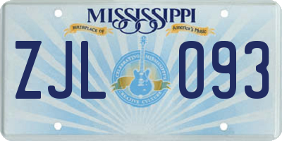 MS license plate ZJL093
