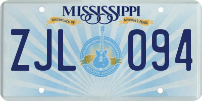 MS license plate ZJL094