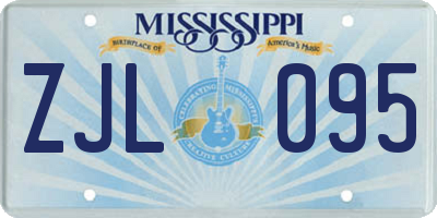 MS license plate ZJL095