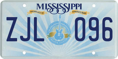 MS license plate ZJL096