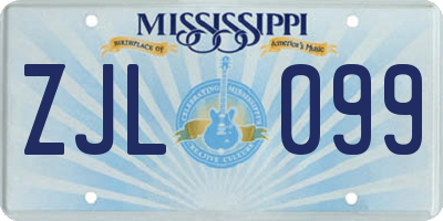 MS license plate ZJL099