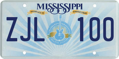 MS license plate ZJL100