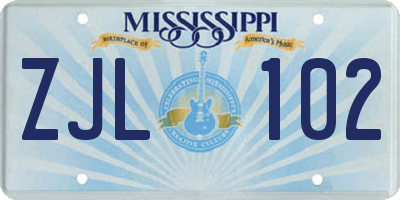 MS license plate ZJL102