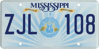 MS license plate ZJL108