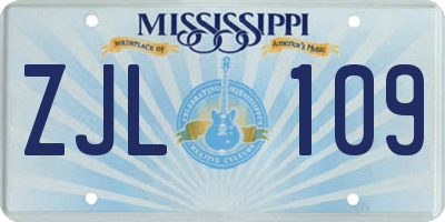 MS license plate ZJL109