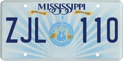 MS license plate ZJL110