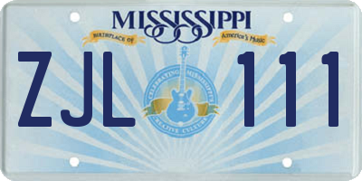 MS license plate ZJL111