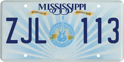 MS license plate ZJL113