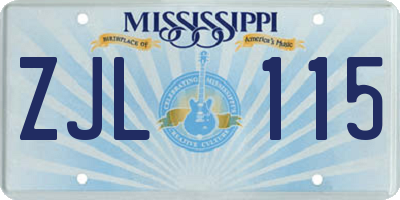 MS license plate ZJL115