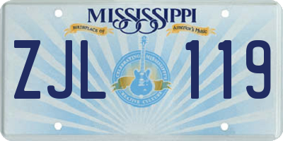 MS license plate ZJL119