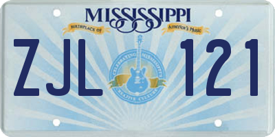 MS license plate ZJL121