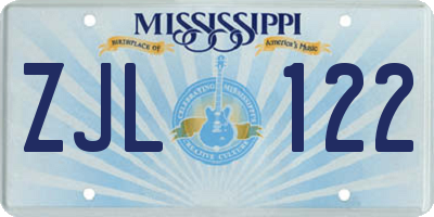 MS license plate ZJL122