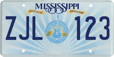 MS license plate ZJL123