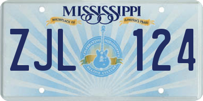 MS license plate ZJL124