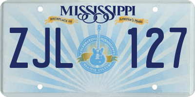 MS license plate ZJL127