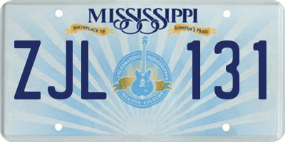 MS license plate ZJL131