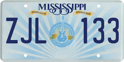 MS license plate ZJL133