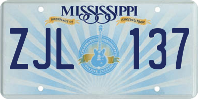 MS license plate ZJL137