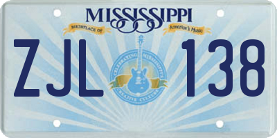 MS license plate ZJL138