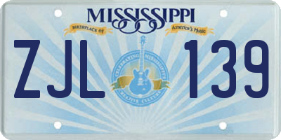 MS license plate ZJL139