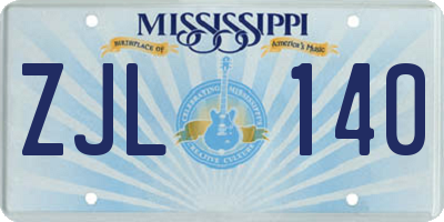 MS license plate ZJL140