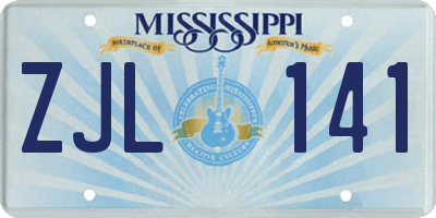 MS license plate ZJL141