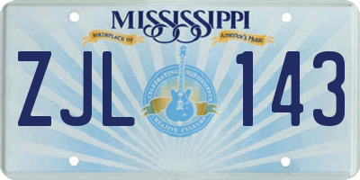 MS license plate ZJL143