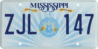 MS license plate ZJL147