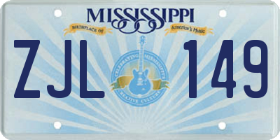 MS license plate ZJL149