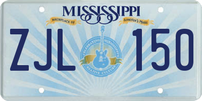 MS license plate ZJL150