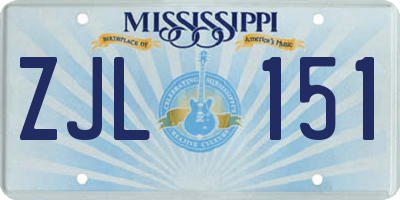 MS license plate ZJL151