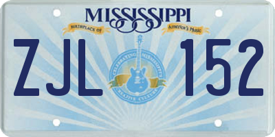 MS license plate ZJL152