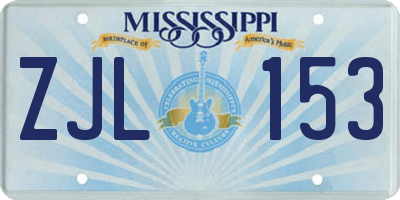 MS license plate ZJL153