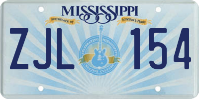 MS license plate ZJL154