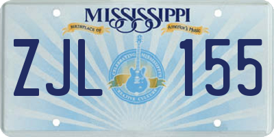 MS license plate ZJL155