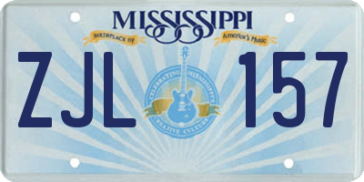MS license plate ZJL157