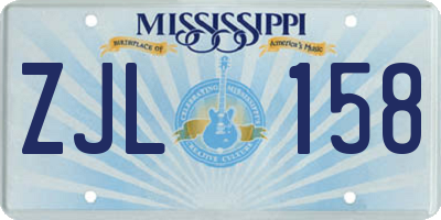 MS license plate ZJL158