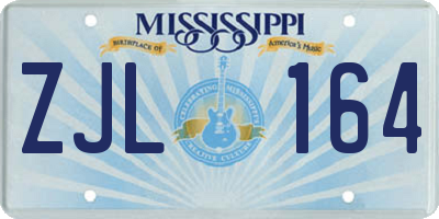 MS license plate ZJL164