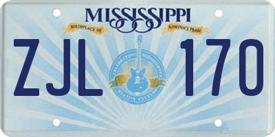 MS license plate ZJL170