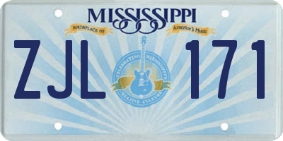 MS license plate ZJL171