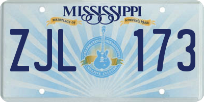 MS license plate ZJL173