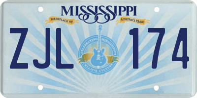 MS license plate ZJL174