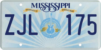 MS license plate ZJL175