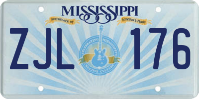 MS license plate ZJL176